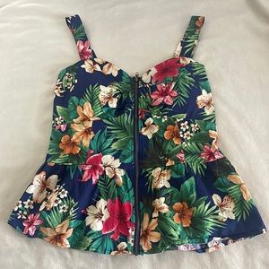 Liberty Love Padded Floral Zip up Tank Top XL